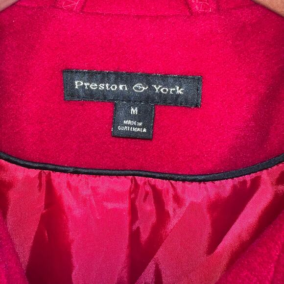 Preston & York Women's Wool Blend Pea Coat Size M Button Closure Red Lined - Picture 5 of 9